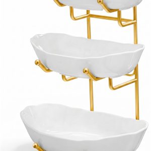 Three-Level Ceramic Fruit Bowl Stand