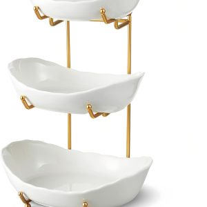 Tiered Ceramic Produce Display with Metal Frame