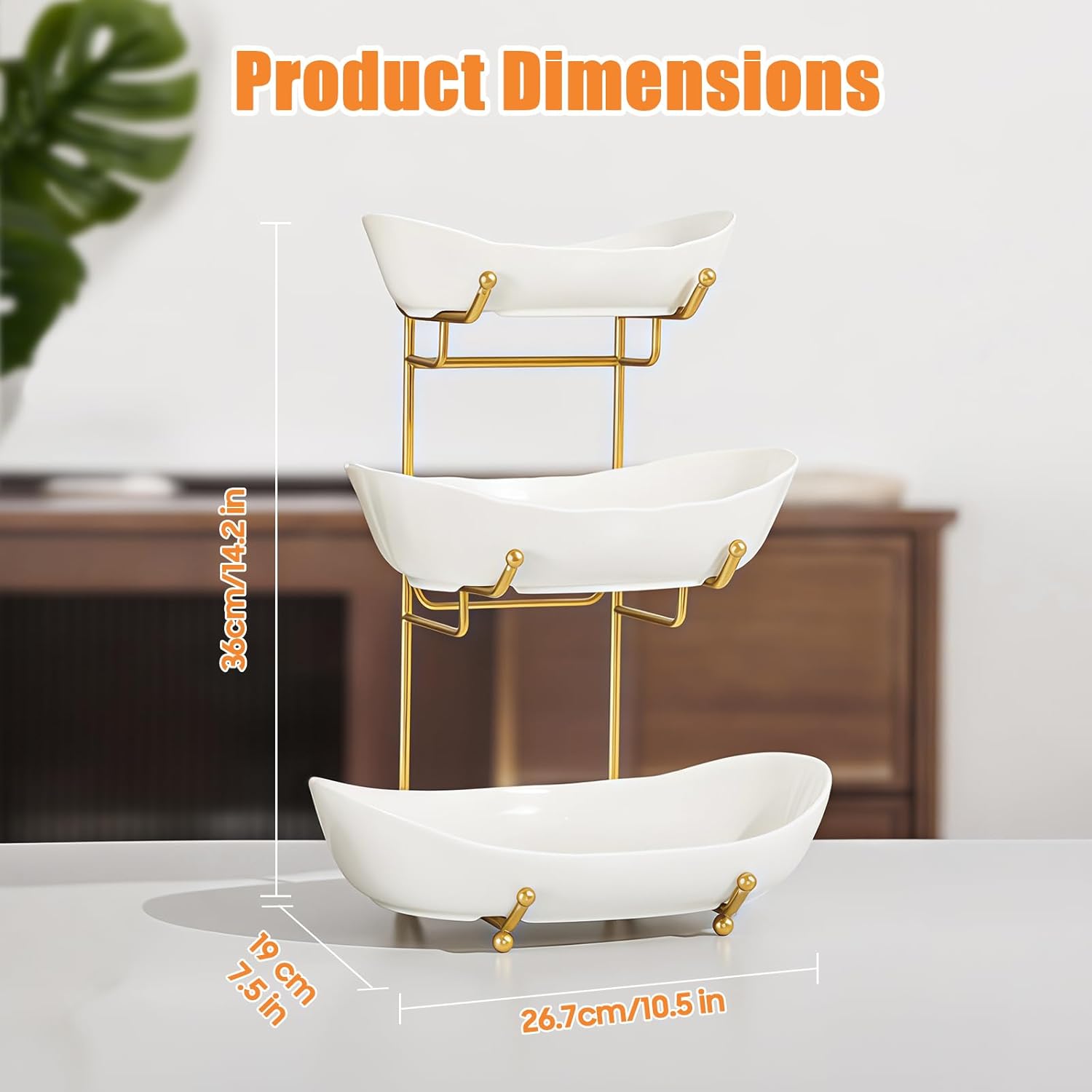 Tiered Ceramic Produce Display with Metal Frame - Image 5