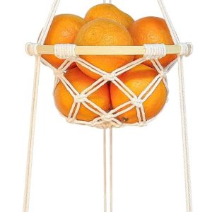 Knotted Cotton Hanging Produce Basket Tower