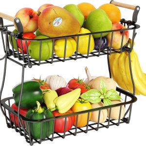 Two-Tier Mesh Produce Stand with Banana Hook
