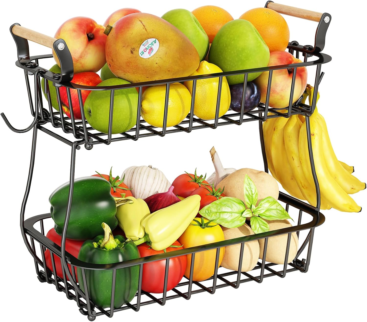Two-Tier Mesh Produce Stand with Banana Hook