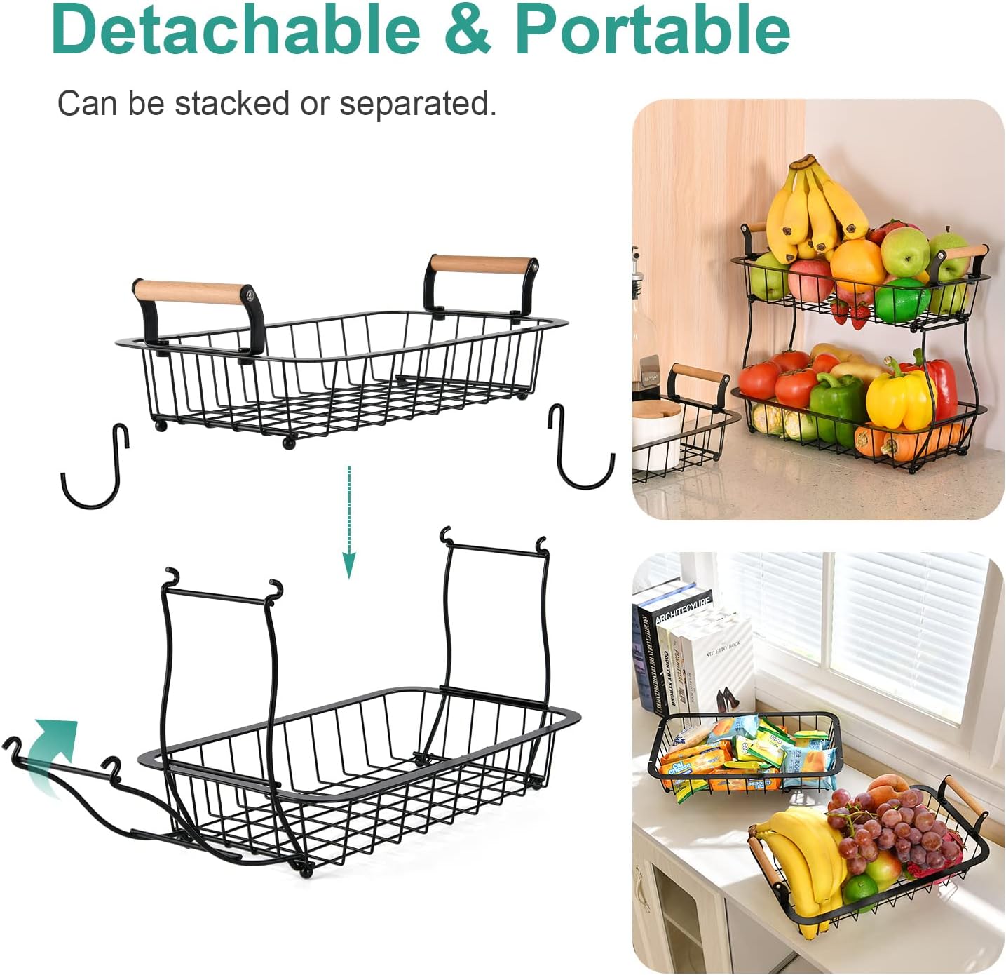 Two-Tier Mesh Produce Stand with Banana Hook - Image 3