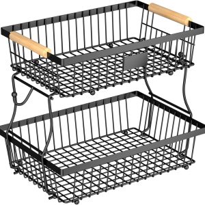 Dual-Side Banana Hanger Two-Level Produce Station