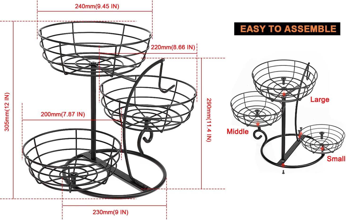 Elevated Marble-Foot Fruit Basket and Banana Suspension Stand - Image 2