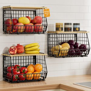 Three Independent Wire Produce Bins for Dual-Surface Placement