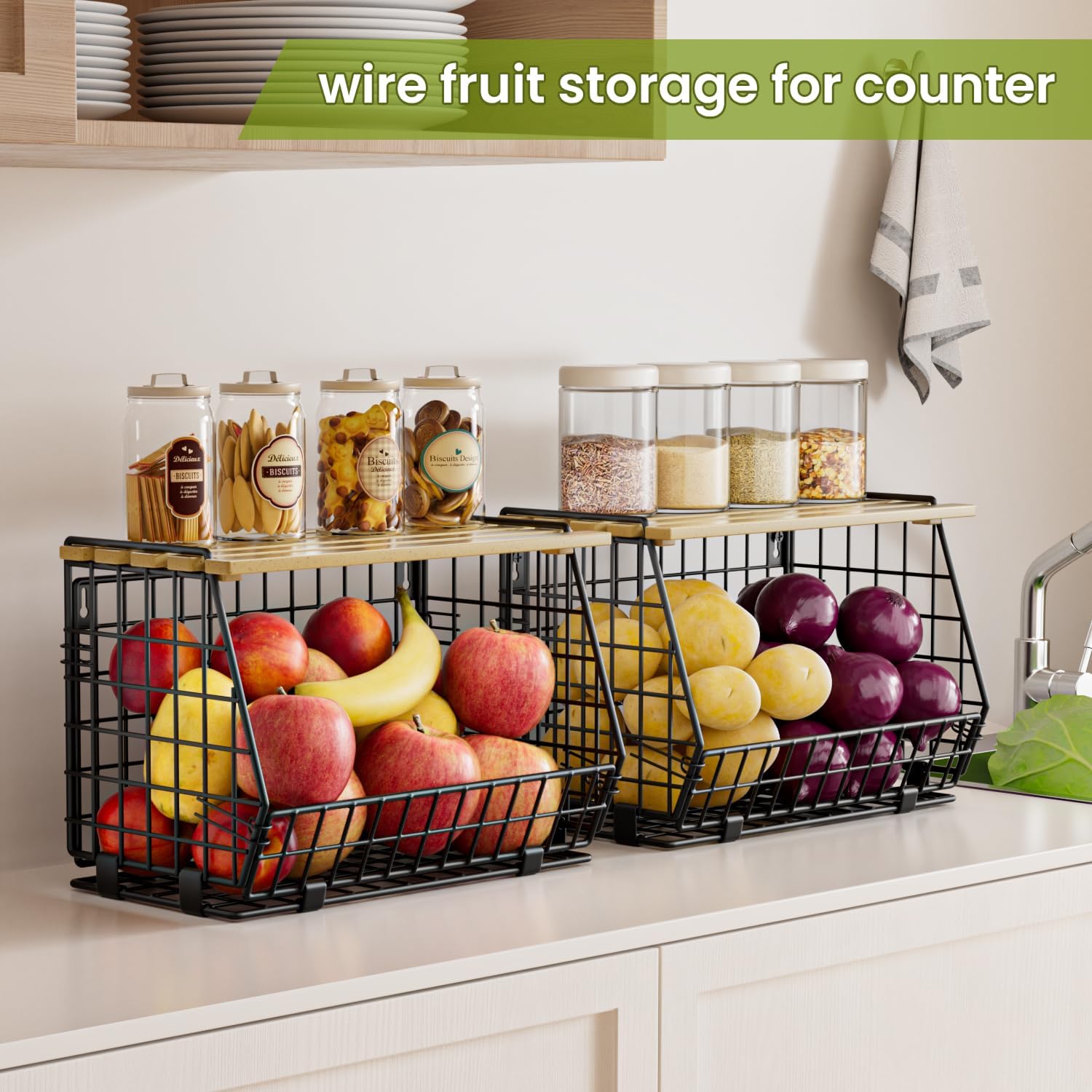 Three Independent Wire Produce Bins for Dual-Surface Placement - Image 2