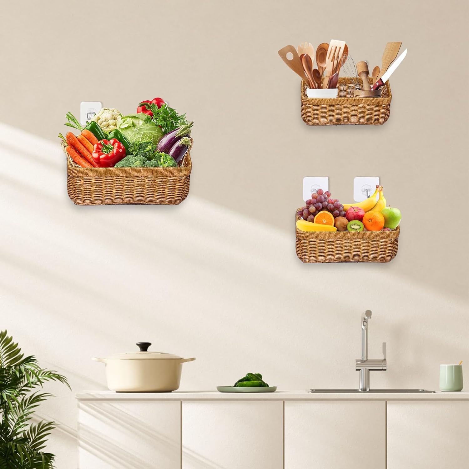 Woven Wall Basket Organizer Set - Image 5