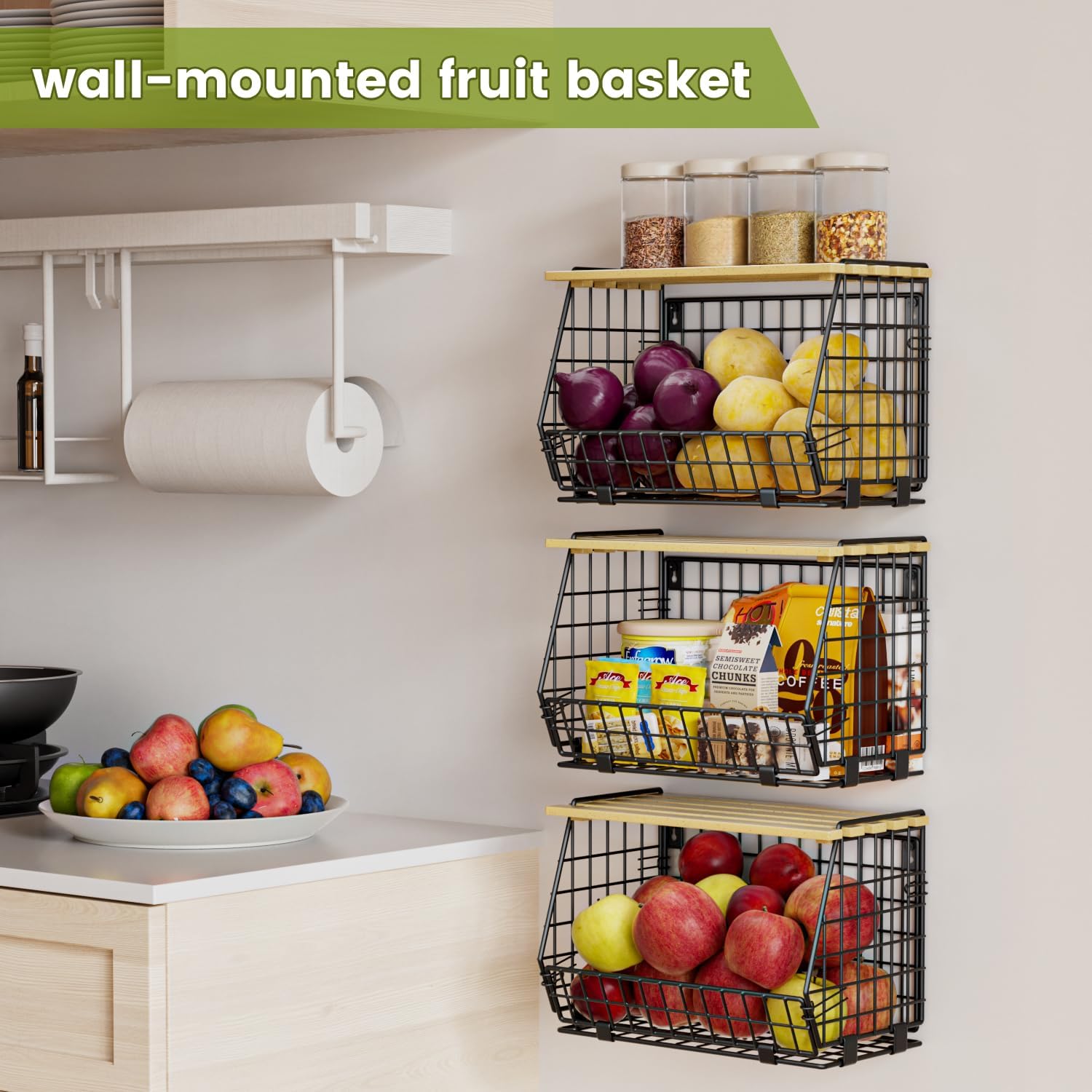 Three Independent Wire Produce Bins for Dual-Surface Placement - Image 5