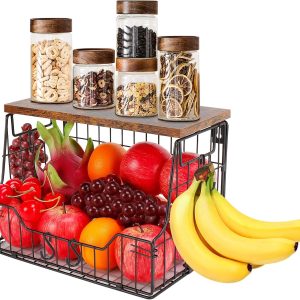Convertible Single Produce Basket for Countertop or Wall Mount