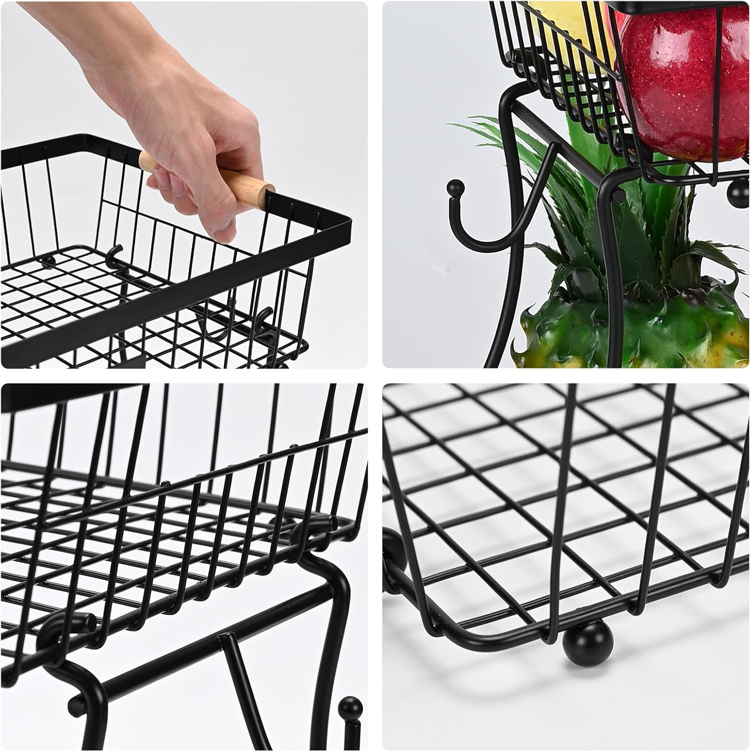 Stackable Wire Fruit Basket Tower - Image 4