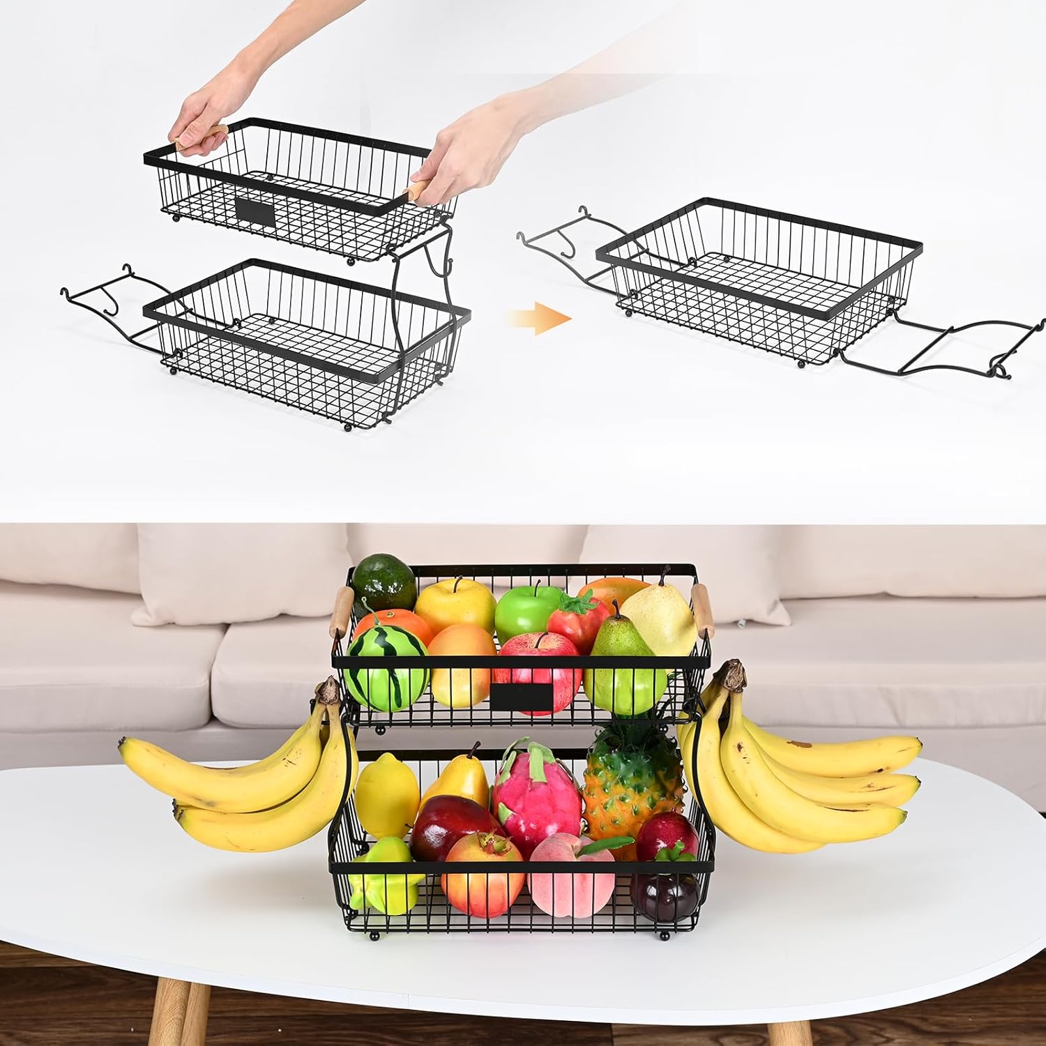 Stackable Wire Fruit Basket Tower - Image 3