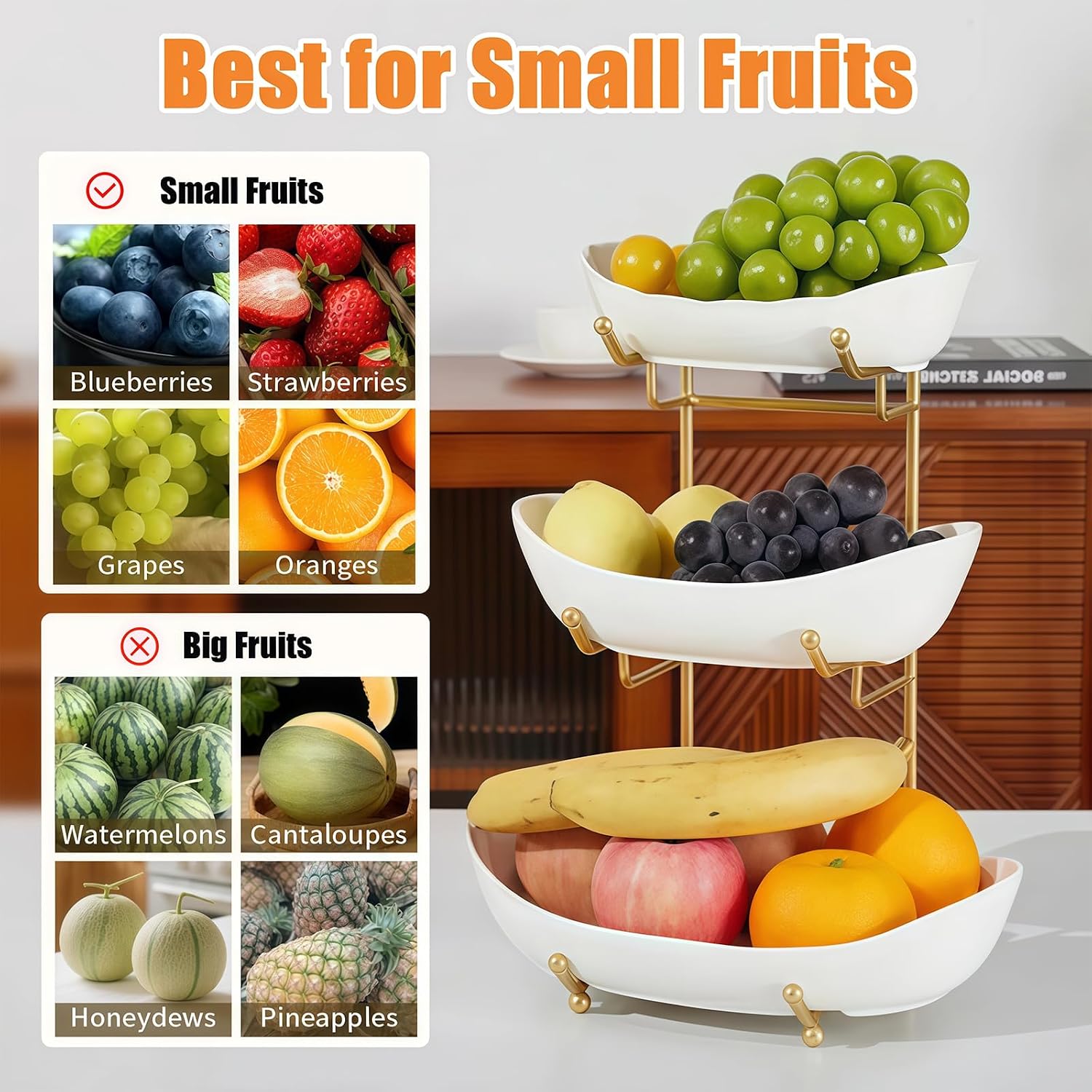 Tiered Ceramic Produce Display with Metal Frame - Image 4