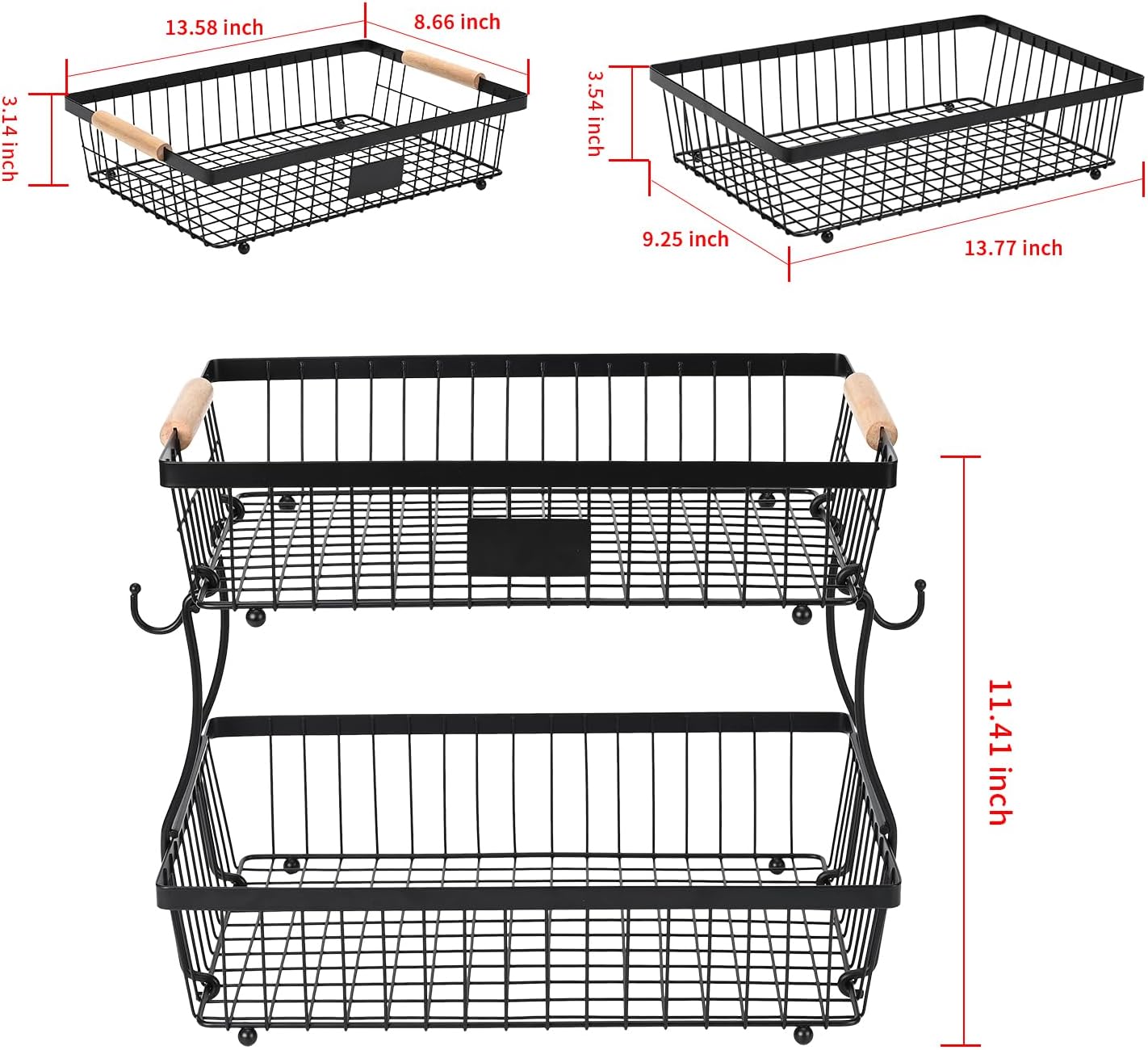 Stackable Wire Fruit Basket Tower - Image 2