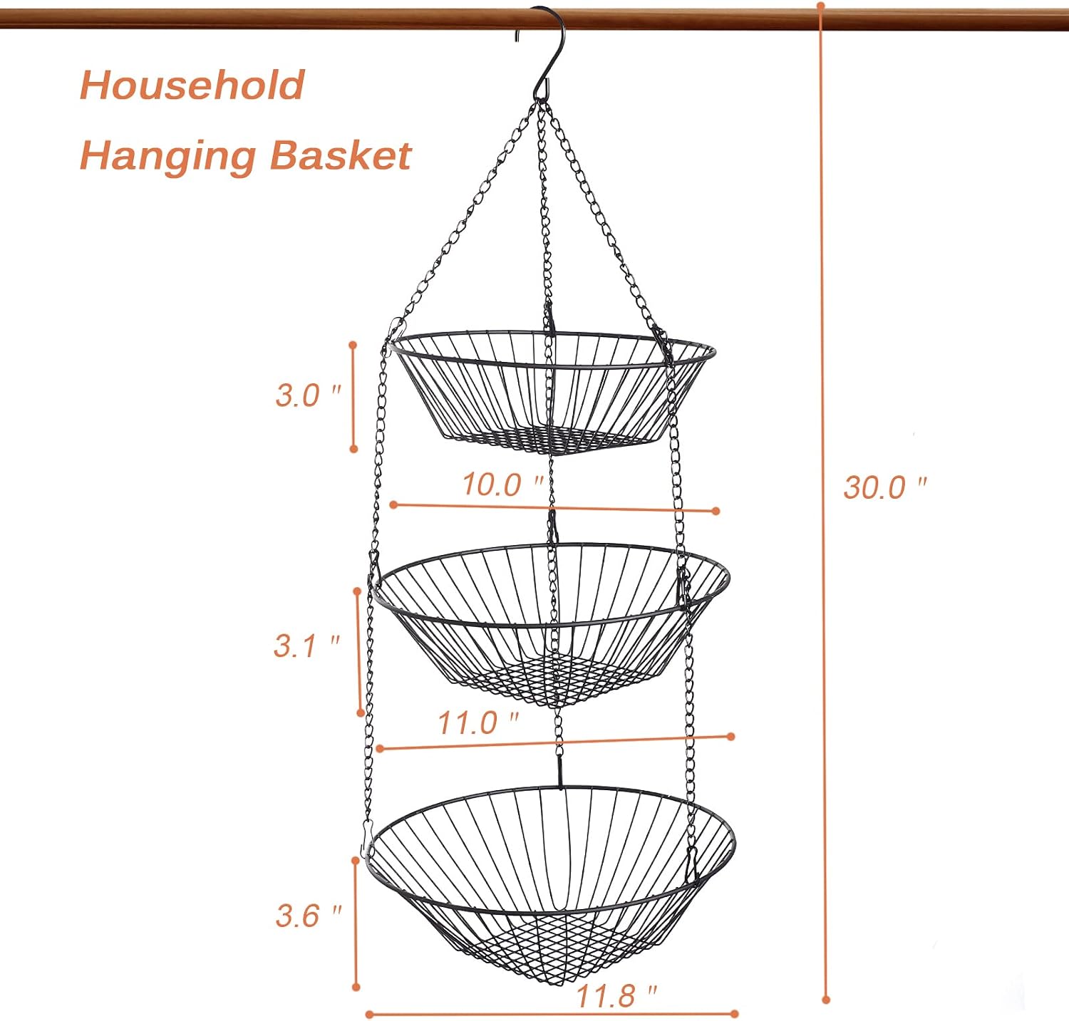 Chain-Hung Wire Produce Basket Set - Image 3