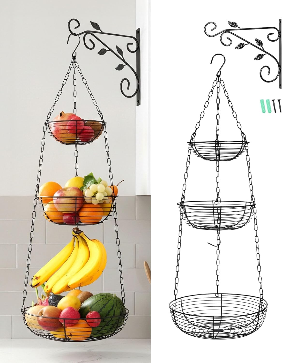 Leaf-Bracket Wall Hanging Produce Basket