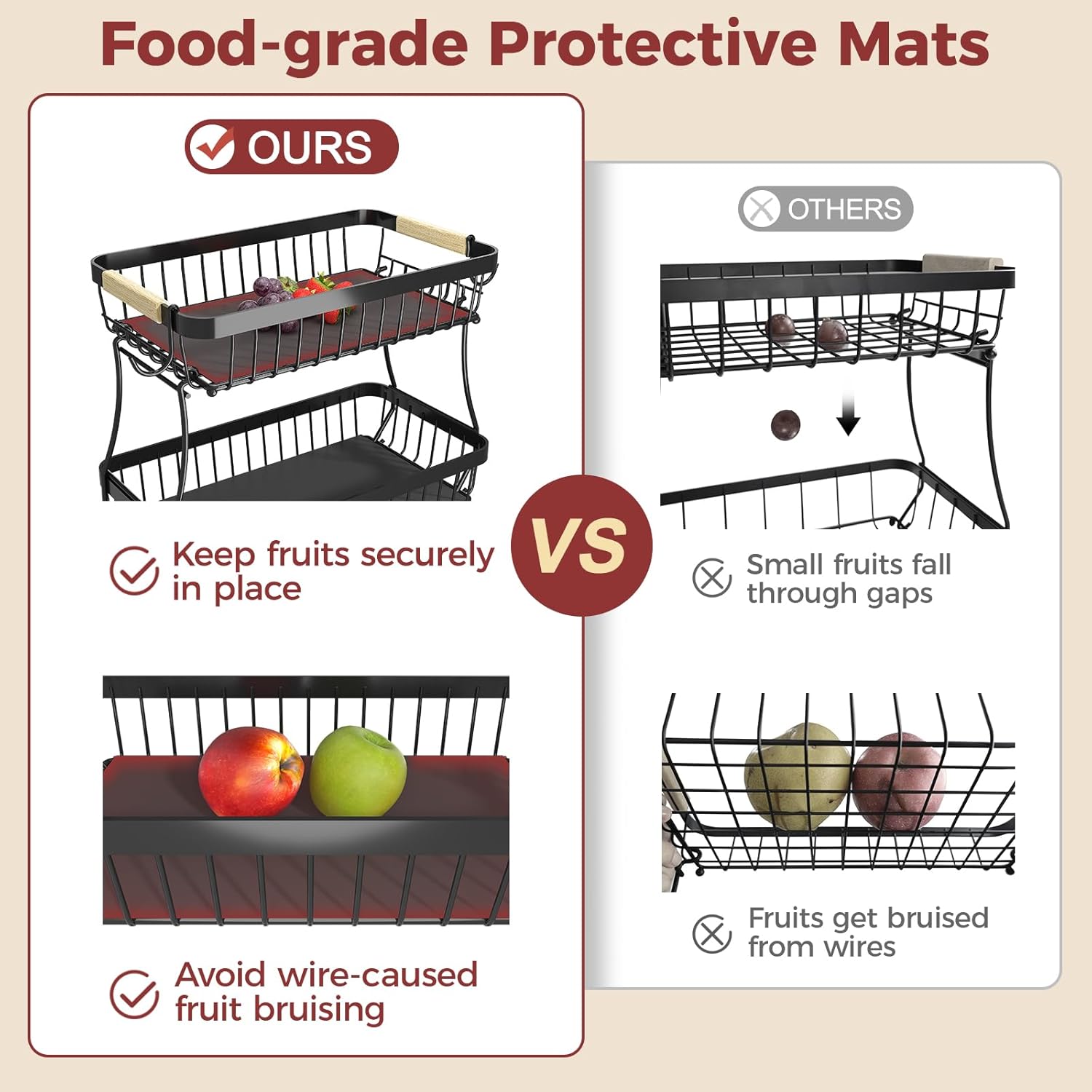 Carry-Handle Tiered Fruit Basket Stand - Image 5