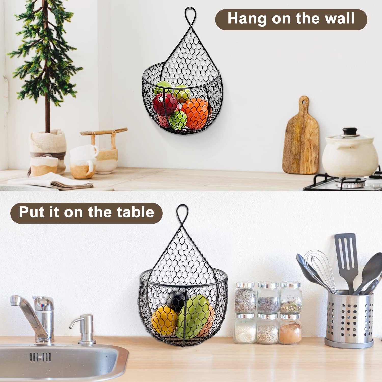 Multi-Size Hanging Metal Produce Basket Set - Image 5