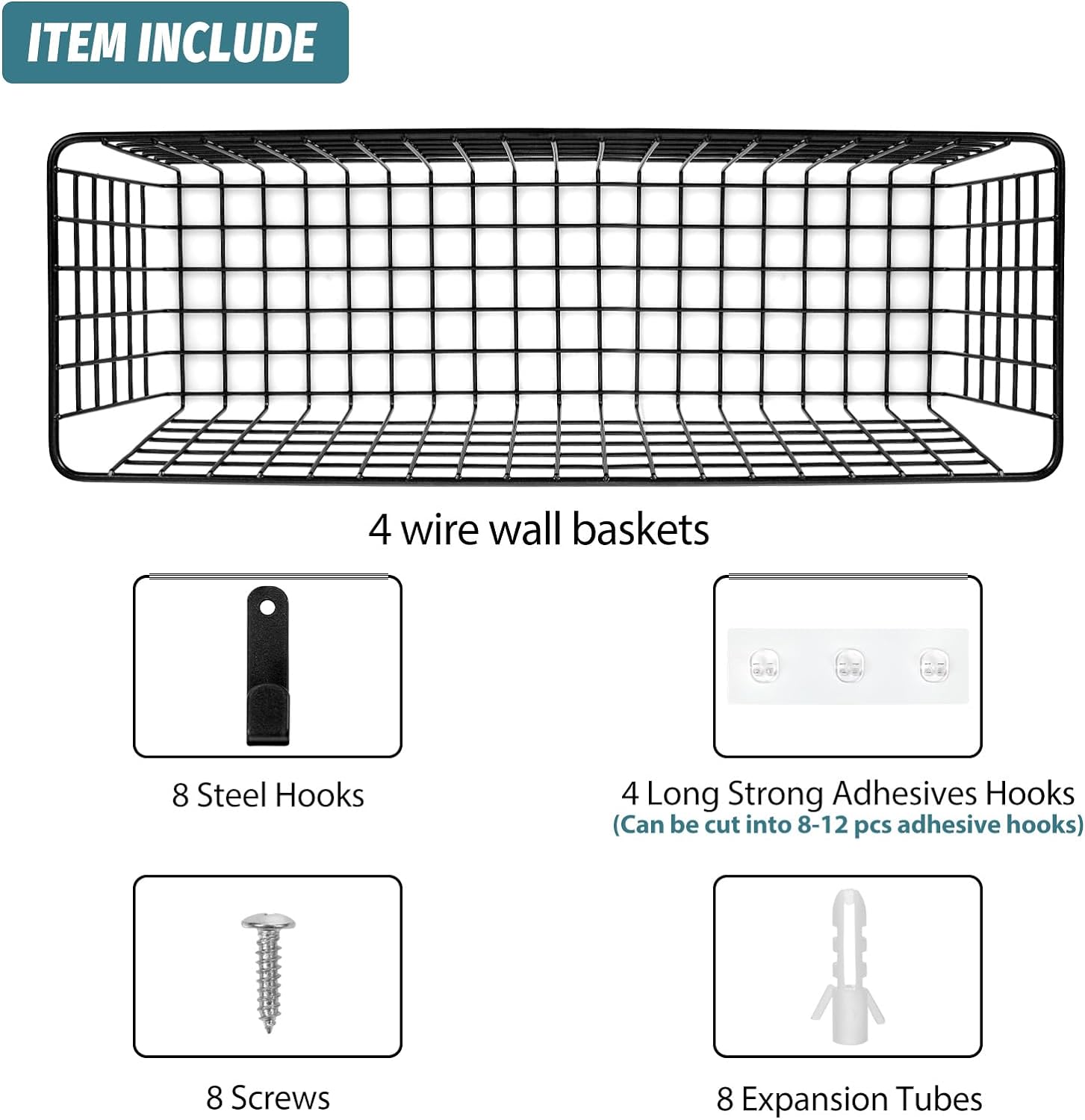 Extra-Large Hanging Wire Storage Basket Set - Image 3