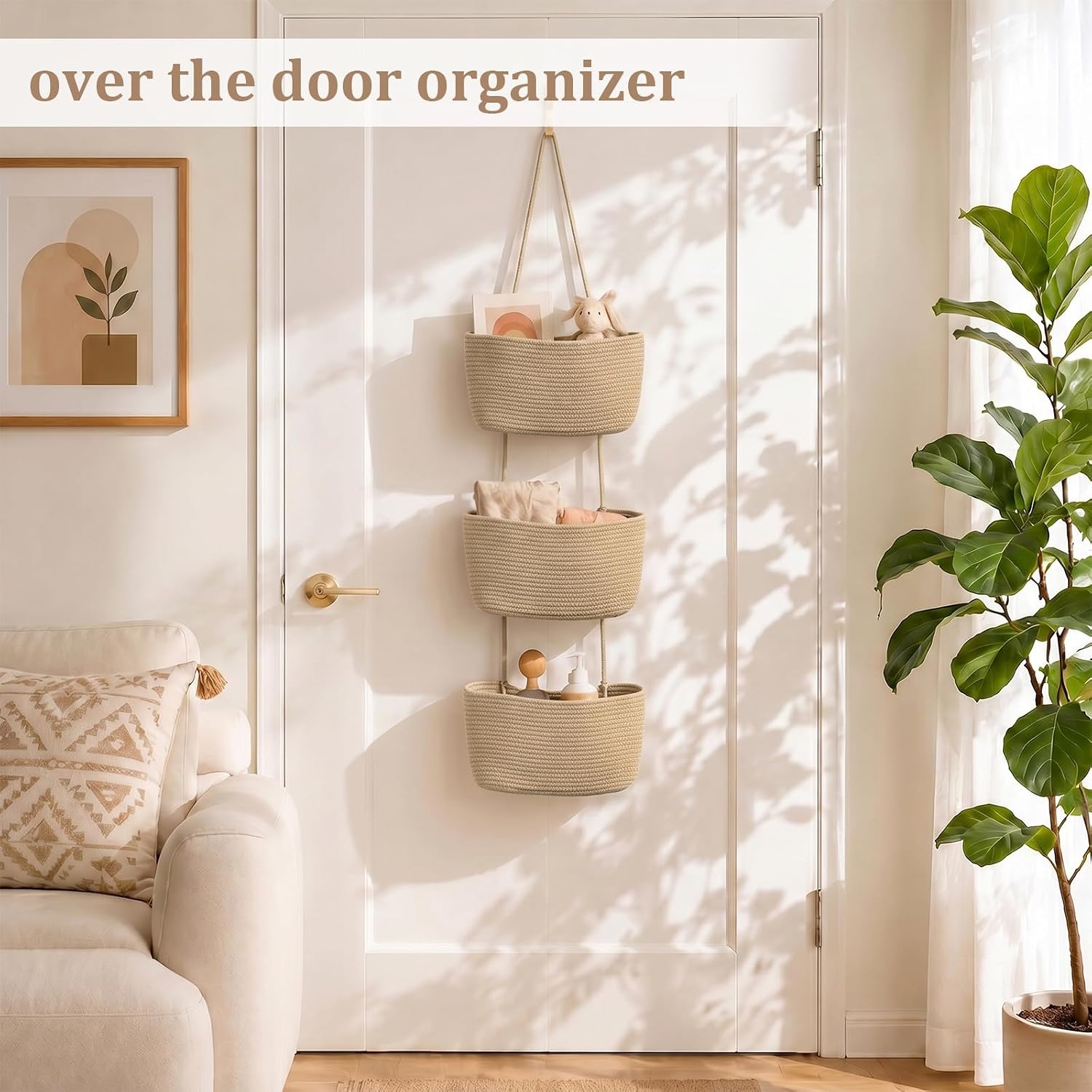 Woven Over-Door Three-Tier Produce Organizer - Image 2