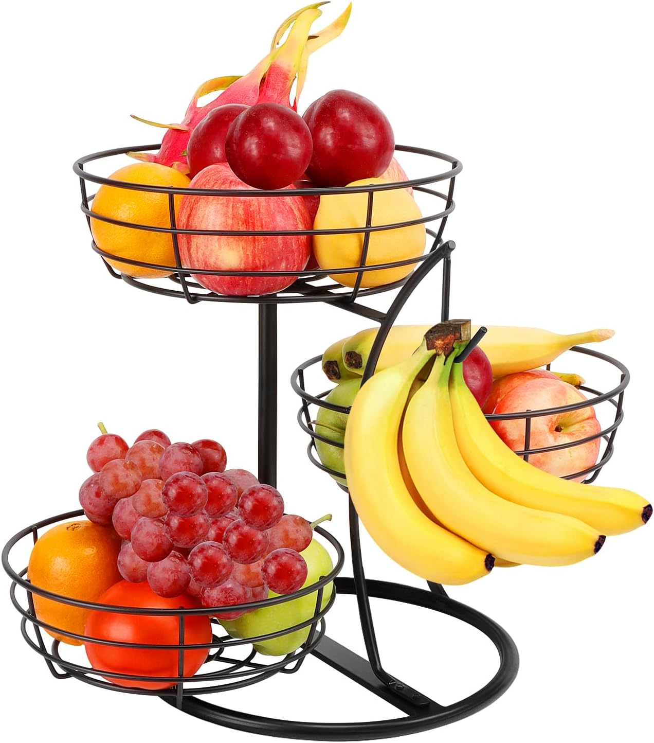Elevated Marble-Foot Fruit Basket and Banana Suspension Stand