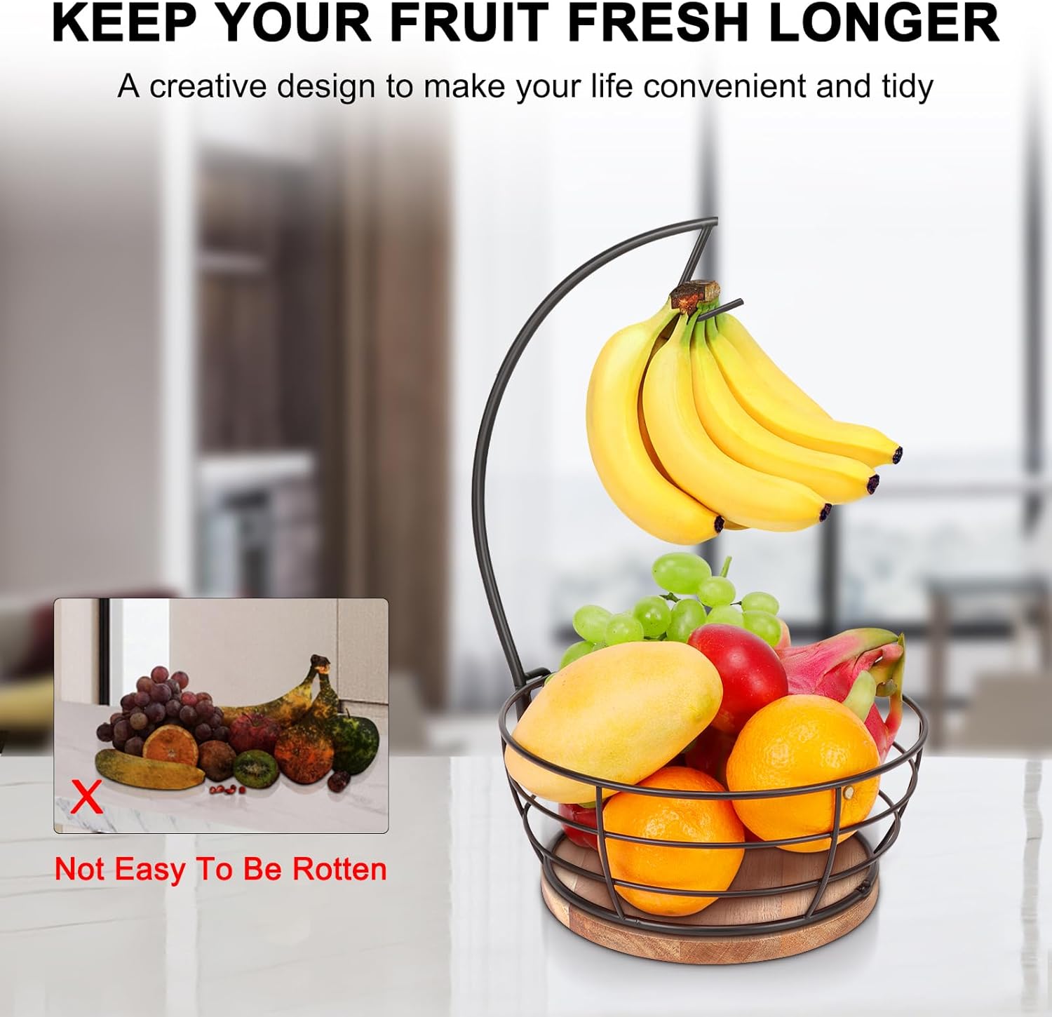 Circular Pedestal Produce Bowl with Arch Hanger - Image 3