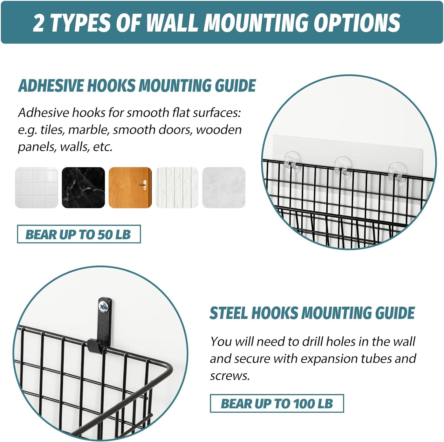 Extra-Large Hanging Wire Storage Basket Set - Image 2