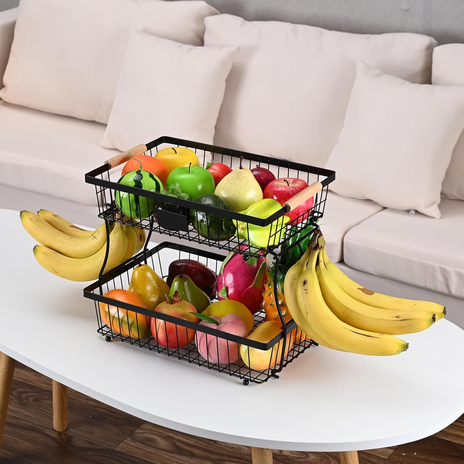 Stackable Wire Fruit Basket Tower - Image 5