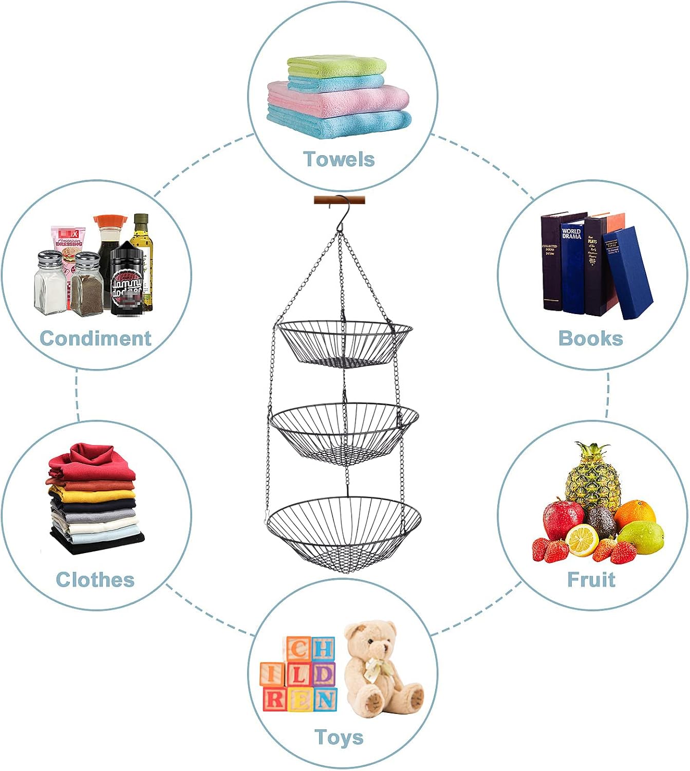 Chain-Hung Wire Produce Basket Set - Image 2