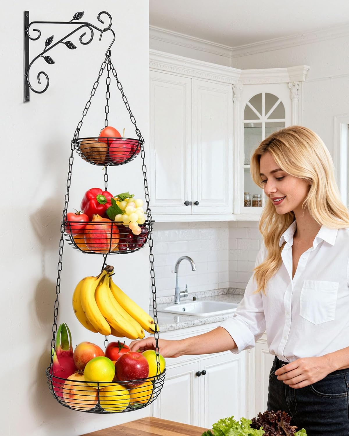 Leaf-Bracket Wall Hanging Produce Basket - Image 2