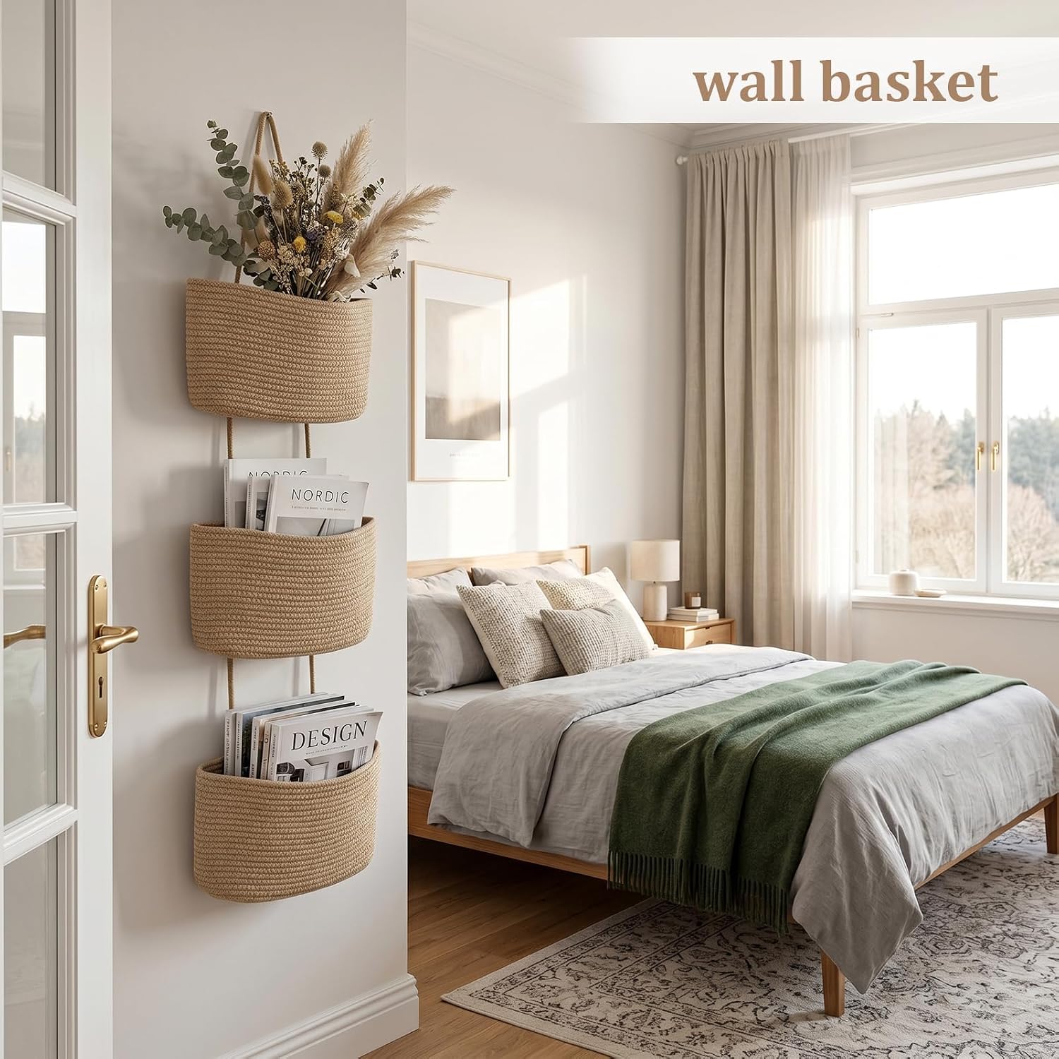 Woven Over-Door Three-Tier Produce Organizer - Image 3