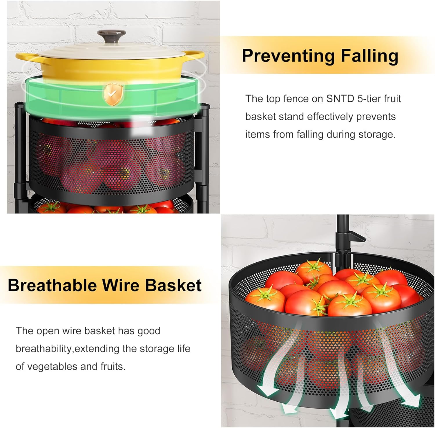 Five-Level Rotating Produce Basket Cart - Image 3