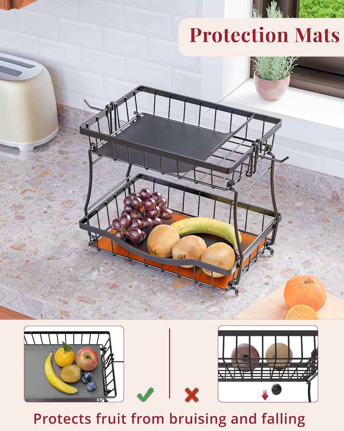 Curved-Rim Two-Level Countertop Produce Bowl - Image 3