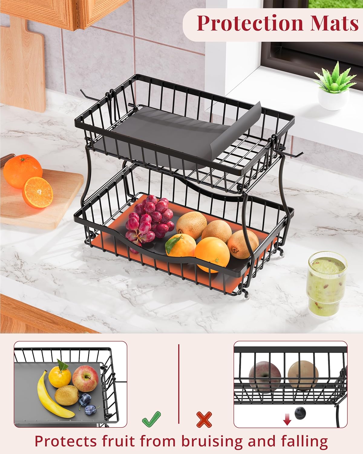 Wide Two-Level Fruit Bowl Rack - Image 3