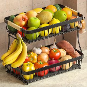 Carry-Handle Tiered Fruit Basket Stand