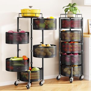 Five-Level Rotating Produce Basket Cart