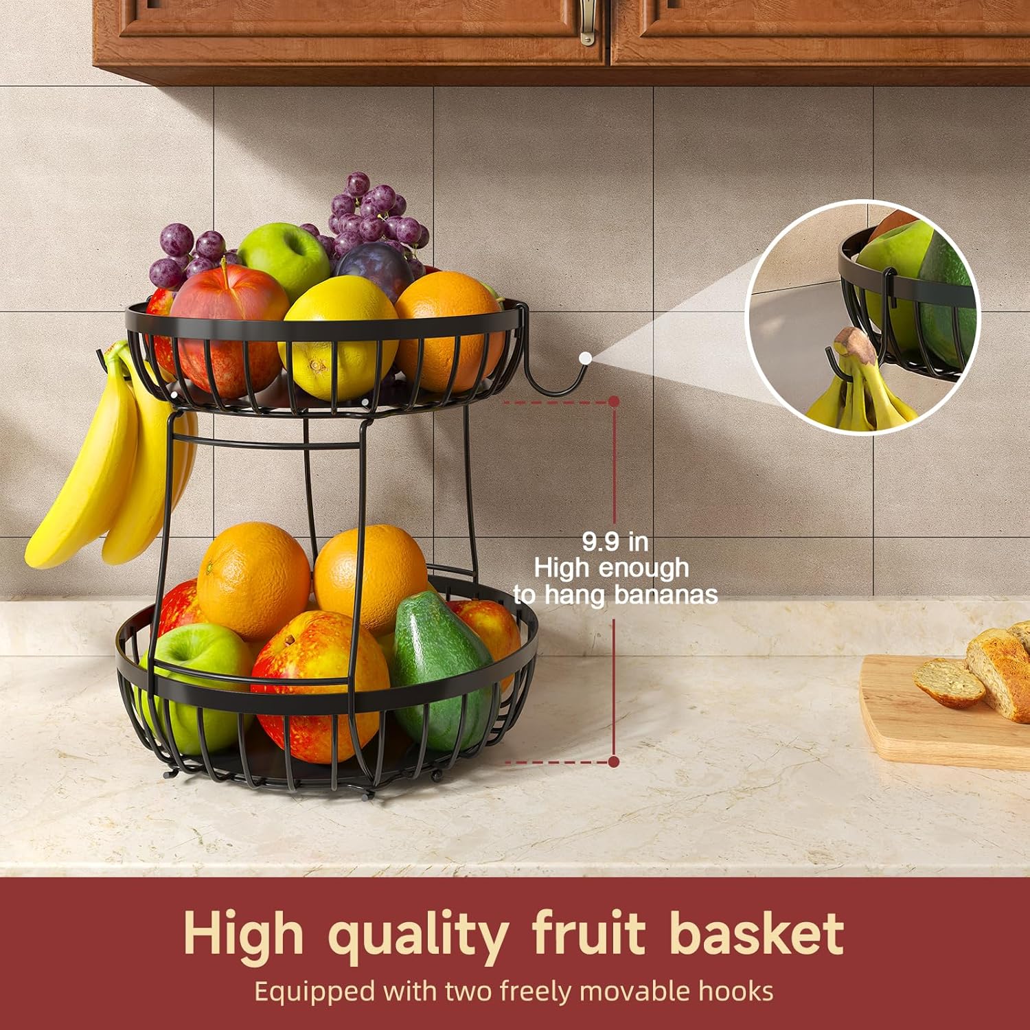 Deep-Bowl Produce Basket with Upright Handle - Image 2