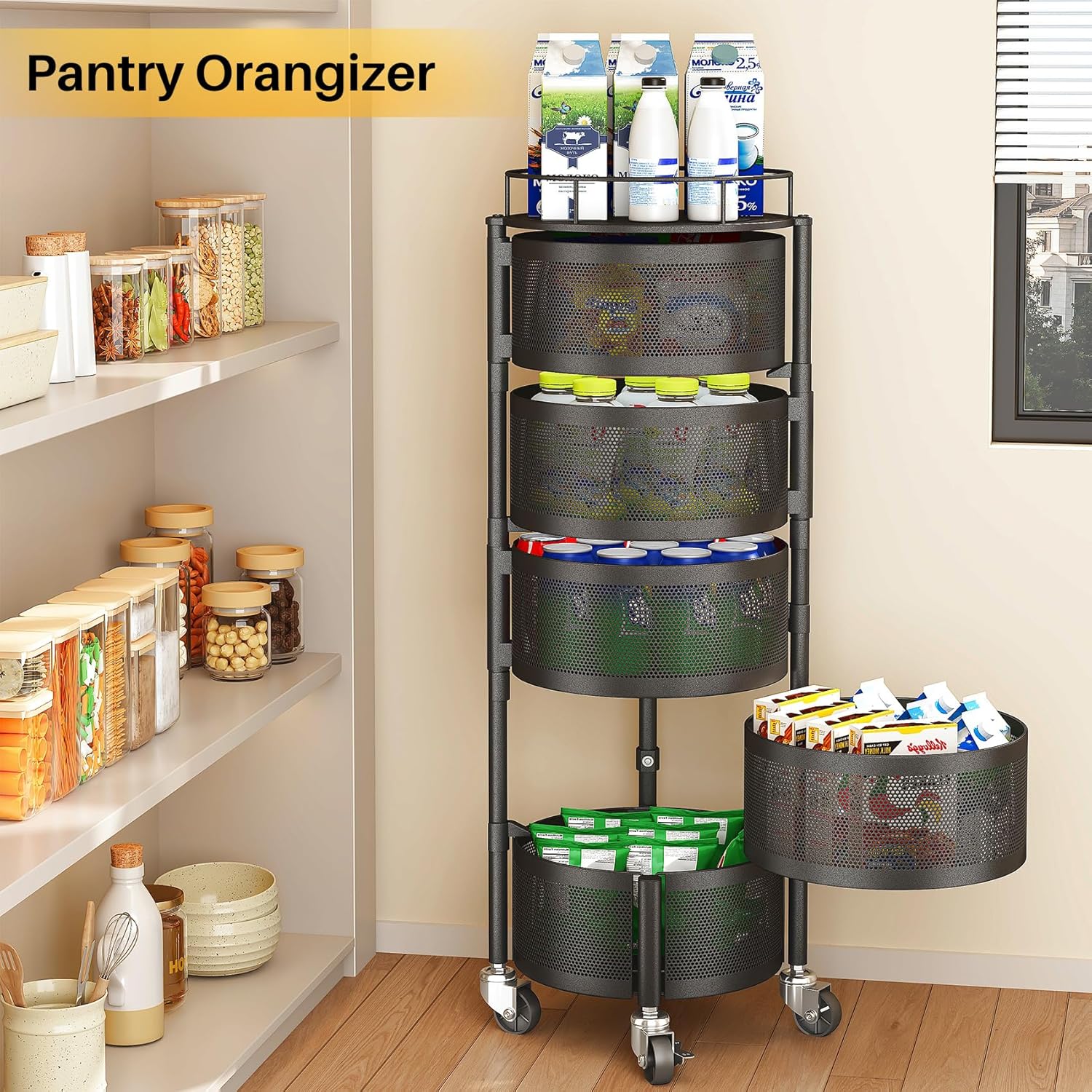 Five-Level Rotating Produce Basket Cart - Image 5