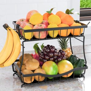 Curved-Rim Two-Level Countertop Produce Bowl