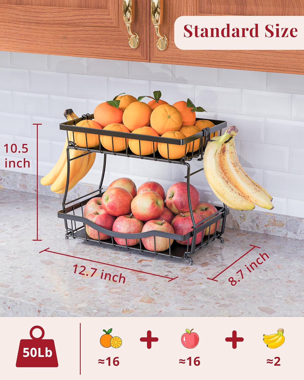 Curved-Rim Two-Level Countertop Produce Bowl - Image 2