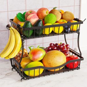 Wide Two-Level Fruit Bowl Rack