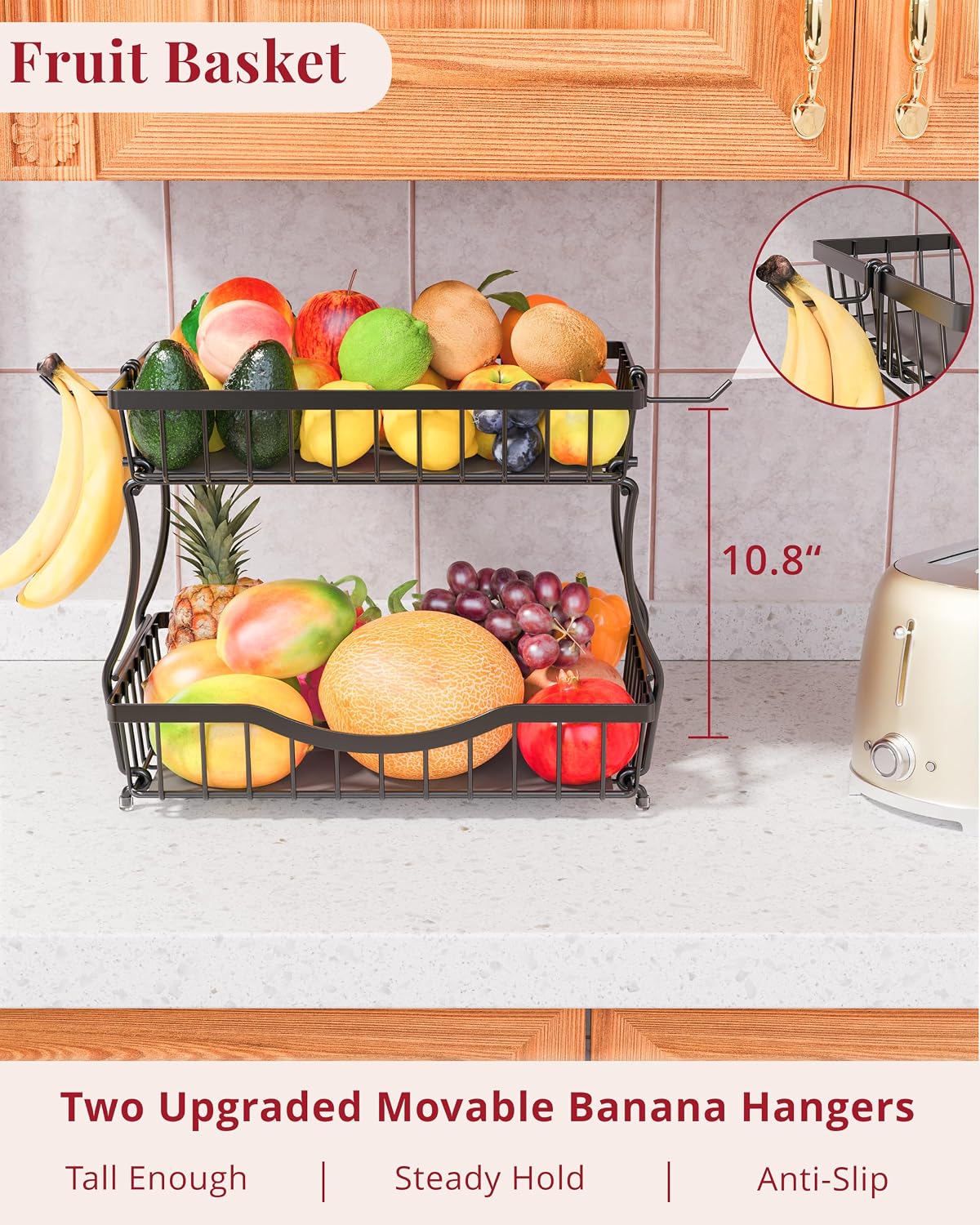 Wide Two-Level Fruit Bowl Rack - Image 4