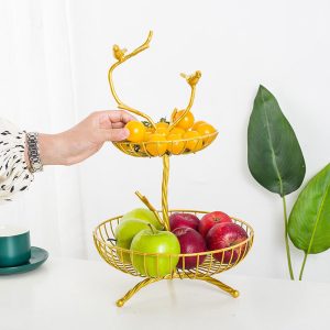 Two-Tier Branch-Inspired Metal Fruit Stand