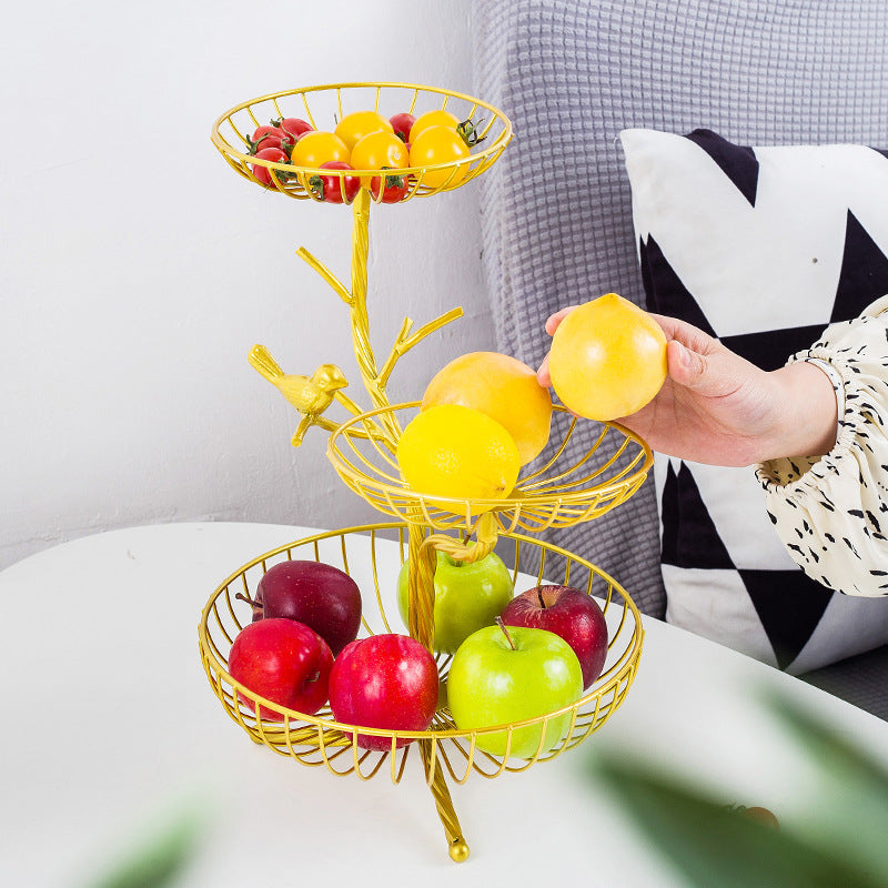 Three-Tier Branch-Inspired Metal Fruit Basket - Image 2