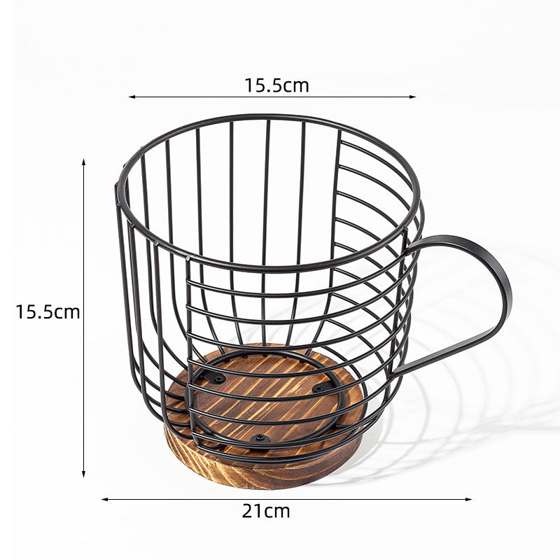 Multi-Tier Wood & Metal Fruit Basket - Image 3