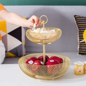 Two-Tier Metal Fruit Basket