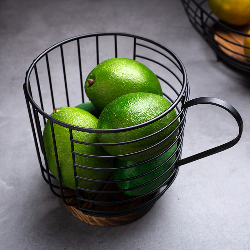 Multi-Tier Wood & Metal Fruit Basket - Image 2